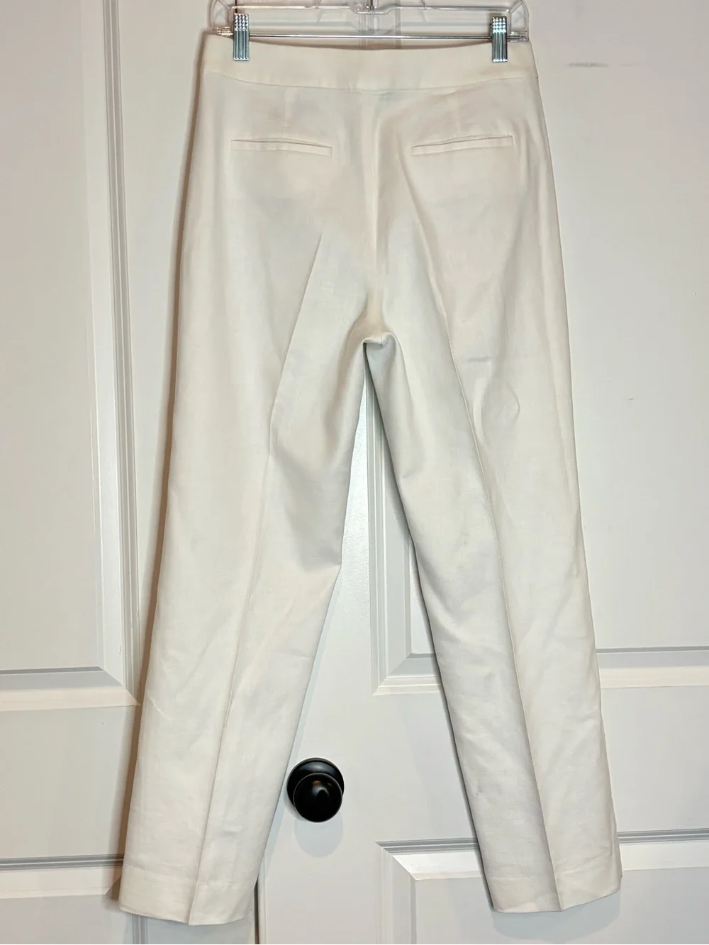 J. Crew Kate White Linen Blend Lined Straight Leg Pants 4 - Picture 6 of 14